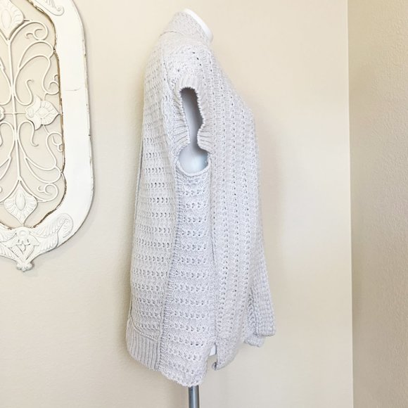 Inhabit | Light Gray Wool Blend Short Sleeve Open Cardigan Sweater | Size: 79 - Picture 5 of 8